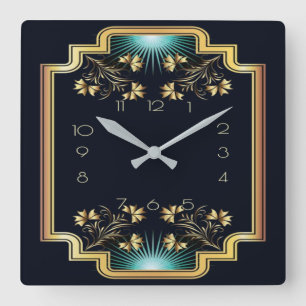 Art Deco Square Wall Clock