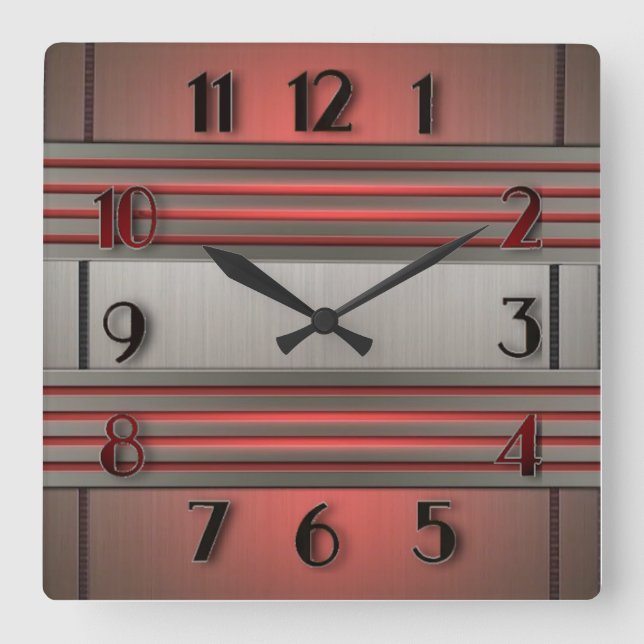 Art Deco Square Wall Clock (Front)