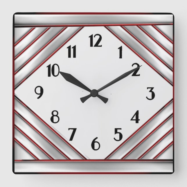 Art Deco Square Wall Clock (Front)