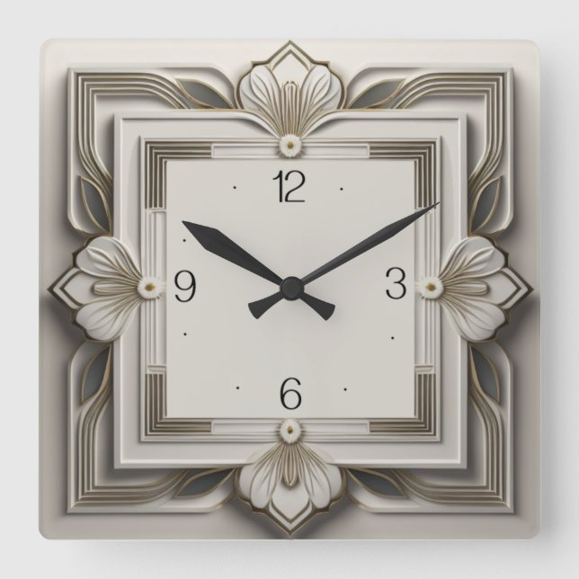 Art Deco  Square Wall Clock (Front)