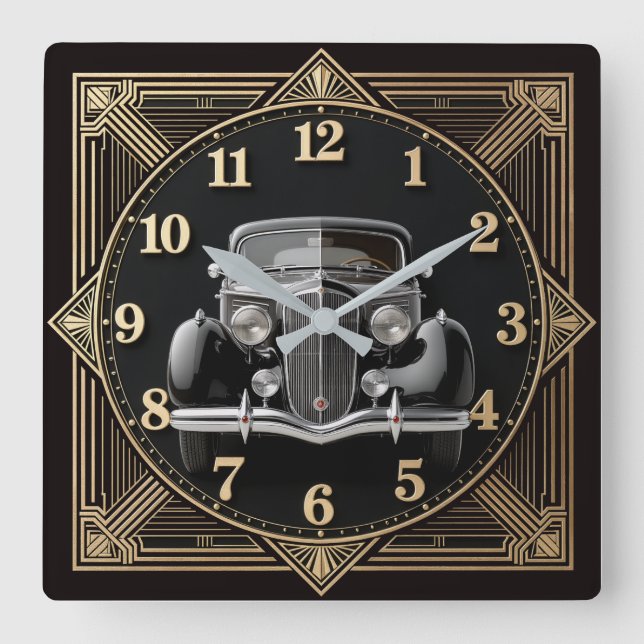 Art Deco Square Wall Clock (Front)