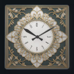 Art Deco Square Wall Clock<br><div class="desc">Great clock design. You will love it like others. Be free to use this design for other product you like or to customize and add your text. Follow me for more. Thank you. Have a nice day.</div>
