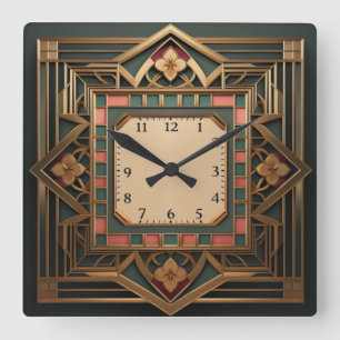 Art Deco  Square Wall Clock