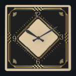 Art Deco Square Wall Clock<br><div class="desc">Great clock design. You will love it like others. Be free to use this design for other product you like or to customize and add your text. Follow me for more. Thank you. Have a nice day.</div>