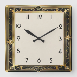 Art Deco Square Wall Clock