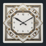 Art Deco Square Wall Clock<br><div class="desc">Great clock design. You will love it like others. Be free to use this design for other product you like or to customize and add your text. Follow me for more. Thank you. Have a nice day.</div>