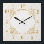 Art Deco Square Wall Clock<br><div class="desc">Great clock design. You will love it like others. Be free to use this design for other product you like or to customize and add yoru text. Follow me for more. Thank you. Have a nice day.</div>