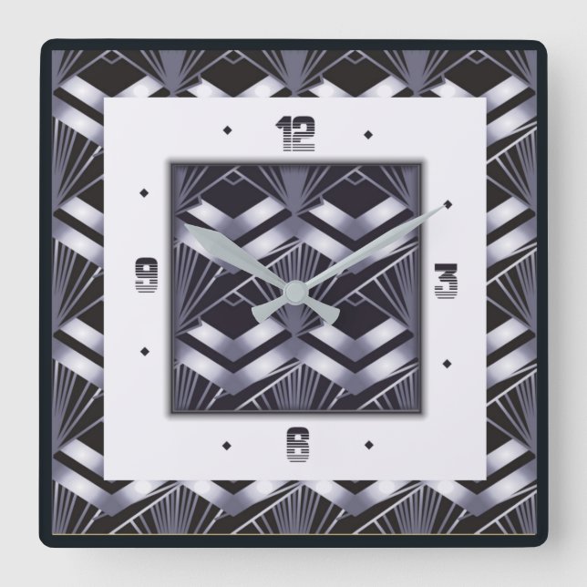 Art deco square wall clock (Front)