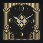 Art deco square wall clock<br><div class="desc">Great clock design. You will love it like others. Be free to use this design for other product you like or to customize and add your text. Follow me for more. Thank you. Have a nice day.</div>