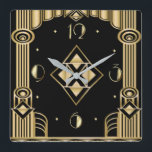 Art deco square wall clock<br><div class="desc">Great clock design. You will love it like others. Be free to use this design for other product you like or to customize and add your text. Follow me for more. Thank you. Have a nice day.</div>
