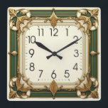 Art Deco Square Wall Clock<br><div class="desc">Great clock design. You will love it like others. Be free to use this design for other product you like or to customize and add your text. Follow me for more. Thank you. Have a nice day.</div>