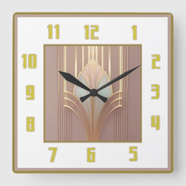 Art Deco Square Wall Clock (Front)