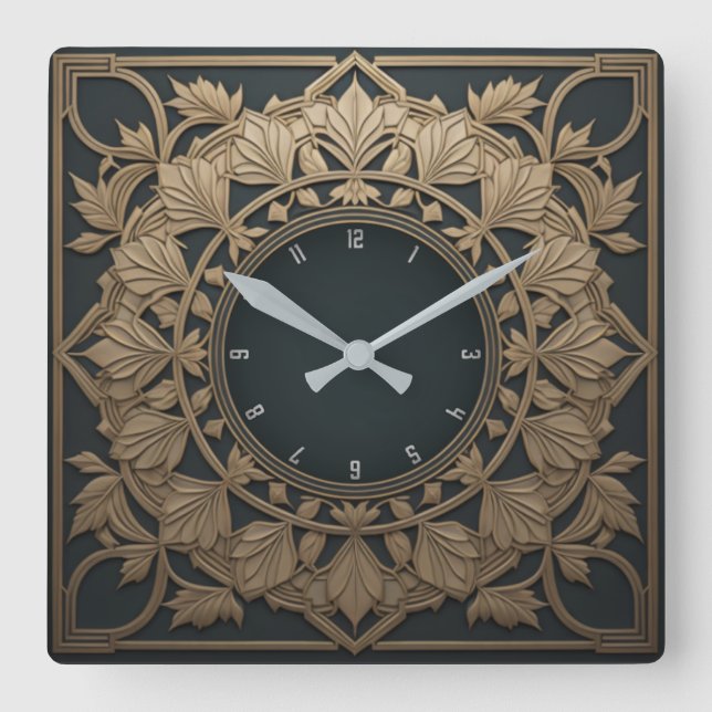 Art Deco Square Wall Clock (Front)