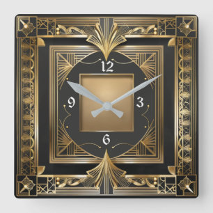 Art Deco Square Wall Clock