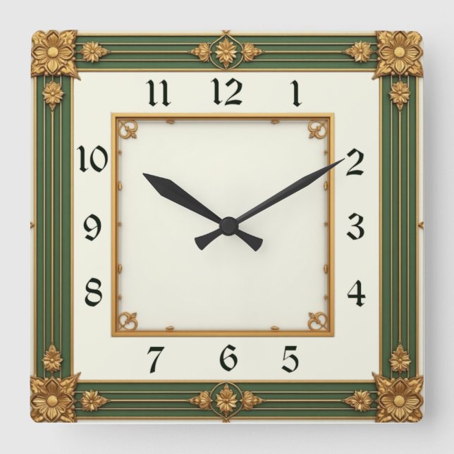 Art Deco Square Wall Clock (Front)