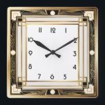 Art Deco Square Wall Clock<br><div class="desc">Great clock design. You will love it like others. Be free to use this design for other product you like or to customize and add your text. Follow me for more. Thank you. Have a nice day.</div>