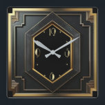 Art Deco Square Wall Clock<br><div class="desc">Great clock design. You will love it like others. Be free to use this design for other product you like or to customize and add your text. Follow me for more. Thank you. Have a nice day.</div>