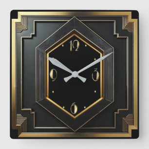 Art Deco Square Wall Clock