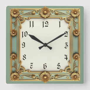 Art Deco Square Wall Clock