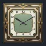Art Deco Square Wall Clock<br><div class="desc">Great clock design. You will love it like others. Be free to use this design for other product you like or to customize and add your text. Follow me for more. Thank you. Have a nice day.</div>