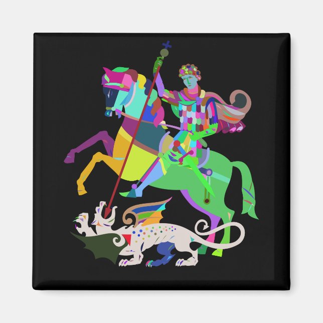 Art Deco St George the Dragon Slayer Magnet (Front)