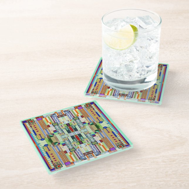 Art Deco Stained Glass 2 Coaster (Angled)