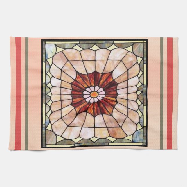 Art Deco Stained Glass 2 Kitchen Towel (Horizontal)