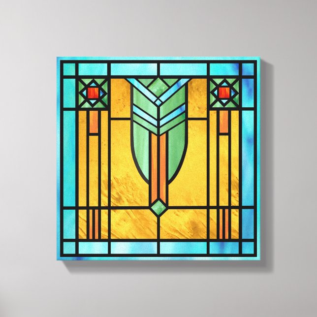 Art Deco Stained Glass 3 Canvas Print (Front)