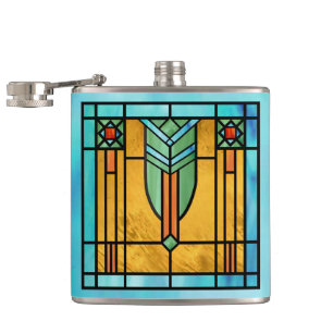 Art Deco Stained Glass 3 Hip Flask