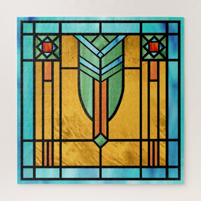 Art Deco Stained Glass 3 Jigsaw Puzzle (Vertical)