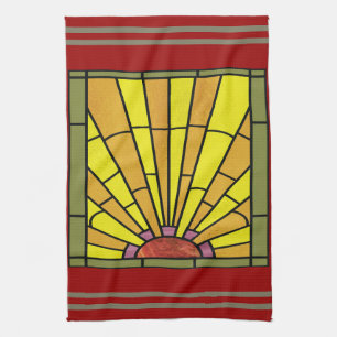 Art Deco Stained Glass 3 Kitchen Towel