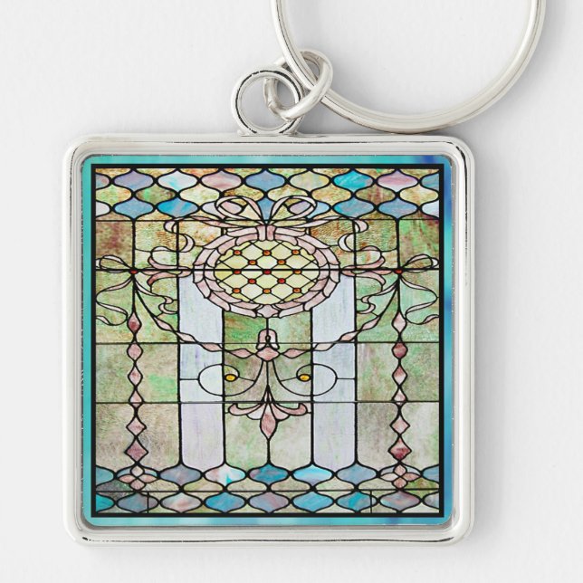 Art Deco Stained Glass 4 Keychain (Front)