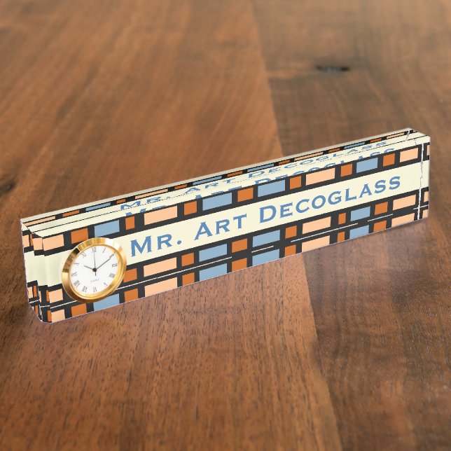 Art Deco Stained Glass Border Nameplate (Side)
