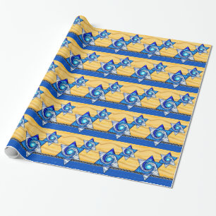 Art Deco Stained Glass Magen David Wrapping Paper