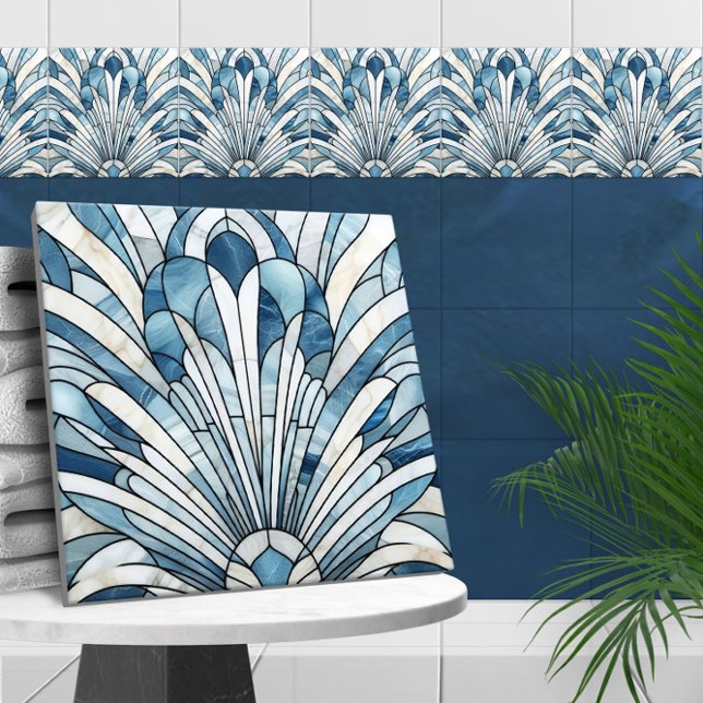 Art Deco Stained Glass Mosaic Scallop Shell  Tile (Creator Uploaded)