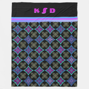 Art Deco Star Flowers (Personalized) Fleece Blanket