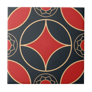 art deco   star in red  and black  tile
