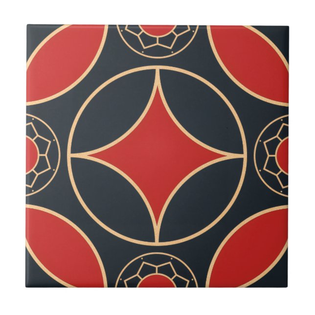 art deco   star in red  and black  tile (Front)
