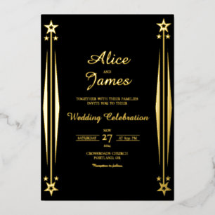 Art Deco Starlight Elegant Black Gold Foil Wedding