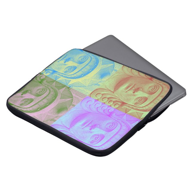 Art Deco Stone Head Sculpture Laptop Sleeve (Front Top)