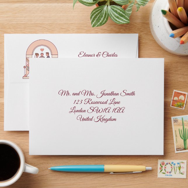 Art Deco Storybook Wedding Envelope (Desk)