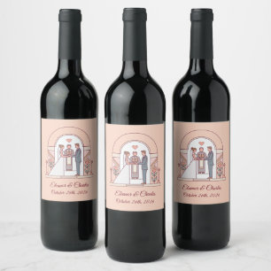 Art Deco Storybook Wedding Wine Label