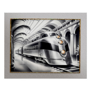 Art Deco Streamlined Style Train Poster. Poster