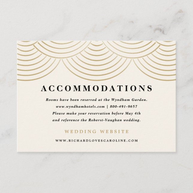 Art Deco String Lights Enclosure Cards Ivory Gold (Front)