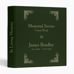 Art Deco Style 2 Memorial Service Guest Book Binder