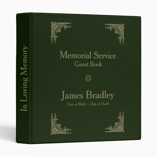 Art Deco Style 2 Memorial Service Guest Book Binder (Front/Spine)