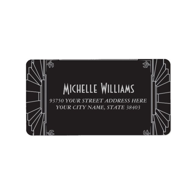 Art Deco Style Address Labels (Silver) (Front)