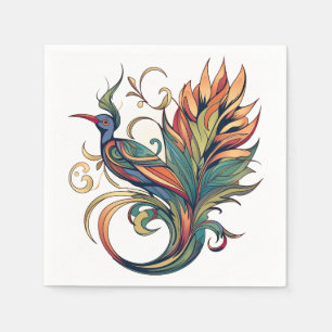 Art Deco style bird of Paradise design Napkin