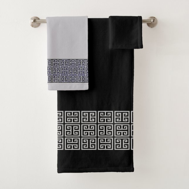 Art Deco Style Black and Gray Towel Set (Insitu)