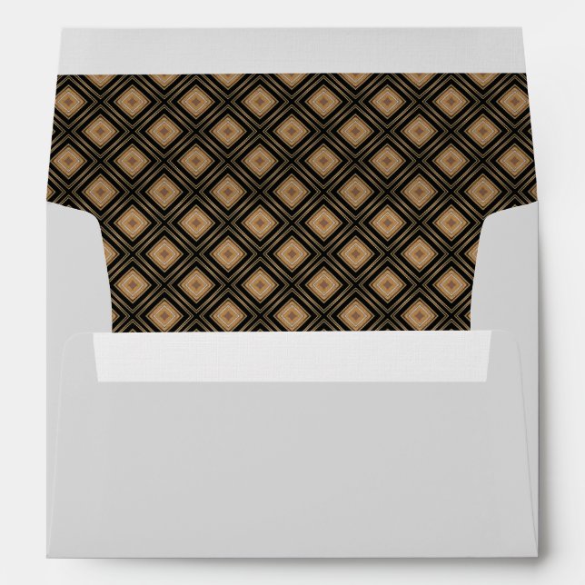Art Deco Style Black Gold Wedding Reception Invite Envelope (Back (Bottom))